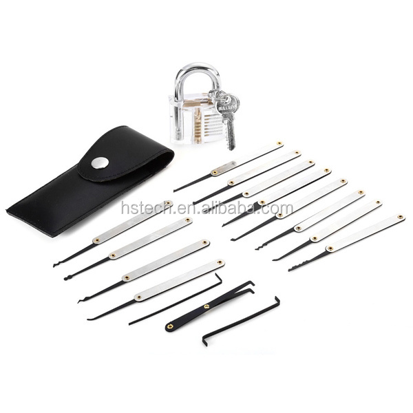 Transparent Practice Padlocks with 12pcs Unlocking Lock Pick Set Key Extractor Tool Lock Pick Tools