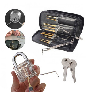 24pcs Single Hook Lock Pick Set with 1Pc Transparent Practice Training Skill Set picking set professional locksmith tool