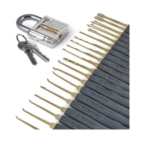 24pcs Single Hook Lock Pick Set with 1Pc Transparent Practice Training Skill Set picking set professional locksmith tool