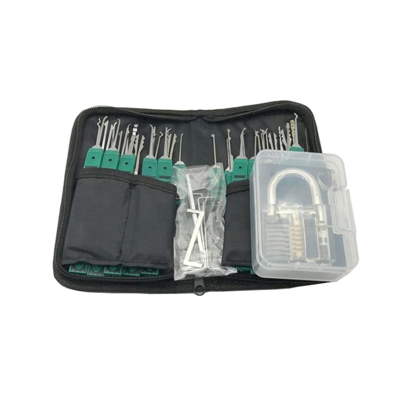 hot sale klom 32pcs picking tools with transparent padlock practice pick set