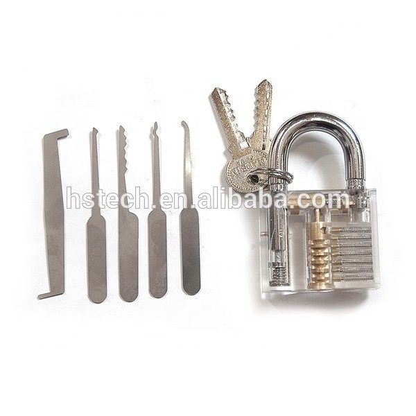 3Pcs Transparent Cutaway Practice lock pick set with jamed bond 007 credit card Practice Training Skill Set