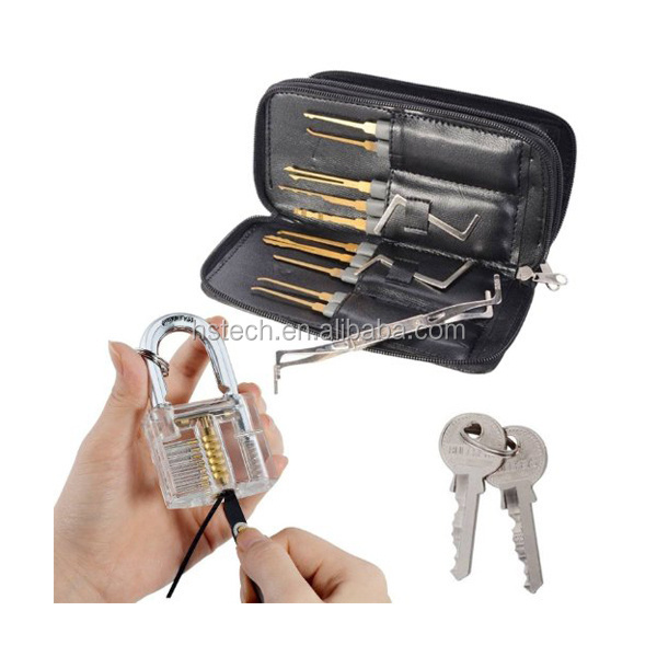 wholesales CHina supplies 24pcs titanium steel Lock Pick Set with clear Transparent  Practice lock picking tools set