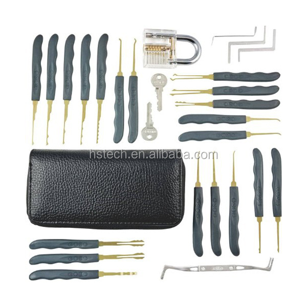 wholesales CHina supplies 24pcs titanium steel Lock Pick Set with clear Transparent  Practice lock picking tools set