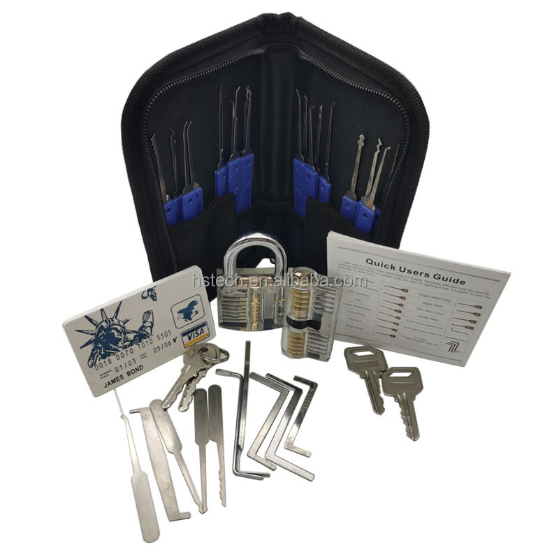 17 pcs locksmith gift training set high quality lockpicking tools with 3pcs transparent lock james bond Credit Card