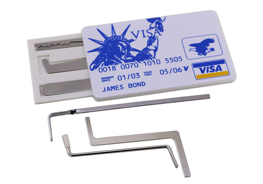 Hot sale James bond 007 credit card 5 pcs multi lock pick tools