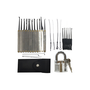 15pcs Unlocking Lock Pick Set 10pcs Key Extractor Set 1pc Transparent Practice Padlock