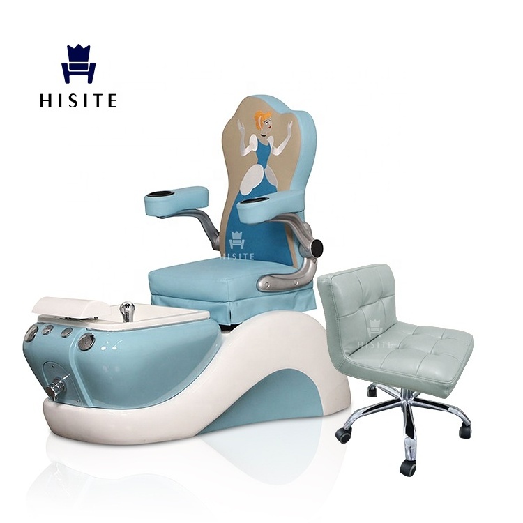 Hisite Kid Blue Princess Nail Salon Equipment Foot Spa Children Pedicure Chair