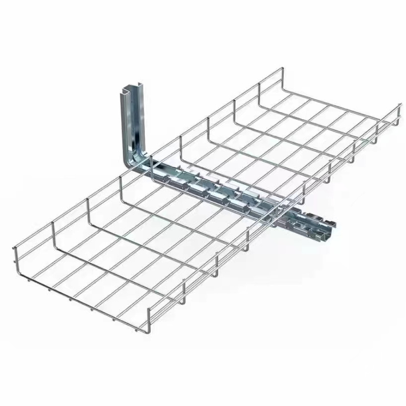 Stainless Steel Wire mesh Cable Tray with accessories  Under Desk Cable Management Tray Pre galvanized Wire Mesh Cable Tray