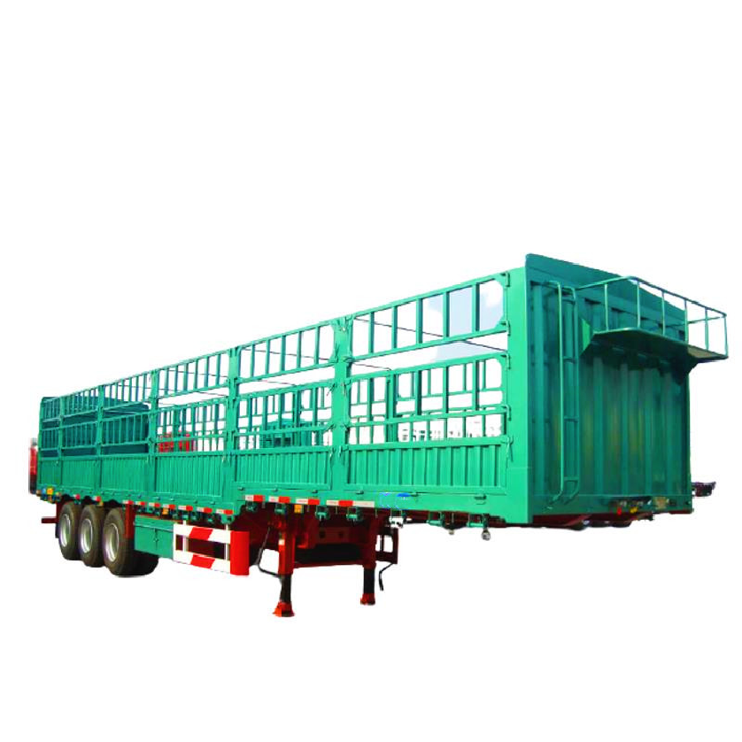 China Manufacture 3 Axles Capacity 50 Tons Shipping Cargo Animal Sugar Cane Transportation Stake Fence Semi Truck Trailer