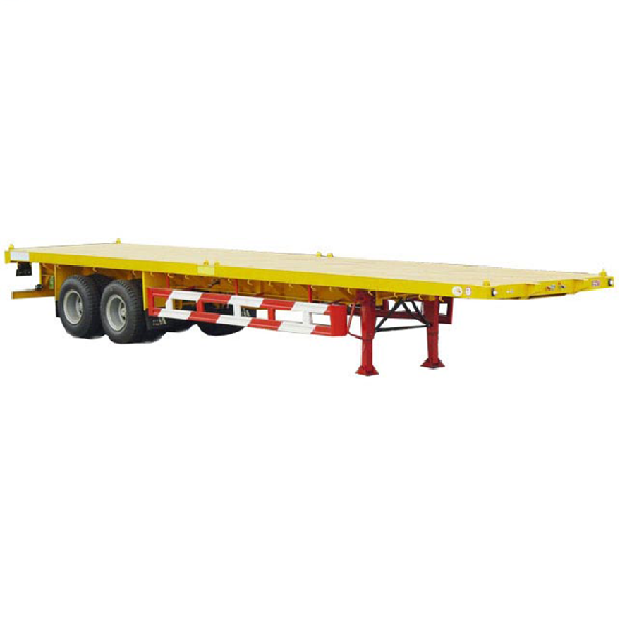 Manufacture New 2 Axles Fuwa Heavy Duty Transport 20 ft Container Loading 40 Tons Port Flatbed Semi Truck Trailer