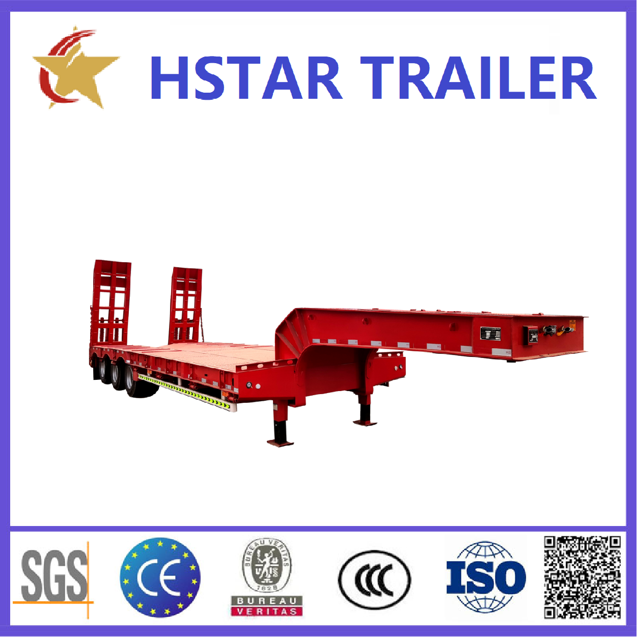 Hot sale 3 4 axles low bed trailer container gooseneck excavator for transport semi trailer 100Ton lowbed truck trailers