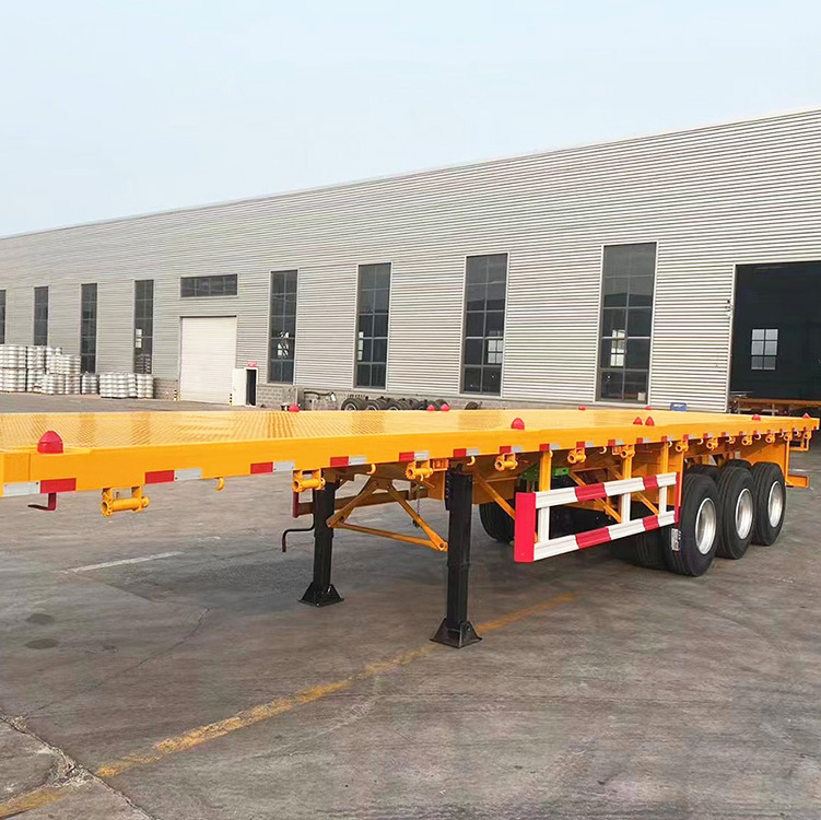 China used CIMC 3 Axles Flatbed Trailer Transport 20ft 40 Ft Container loading 60T Freight box semi-trailer chassis multipurpose