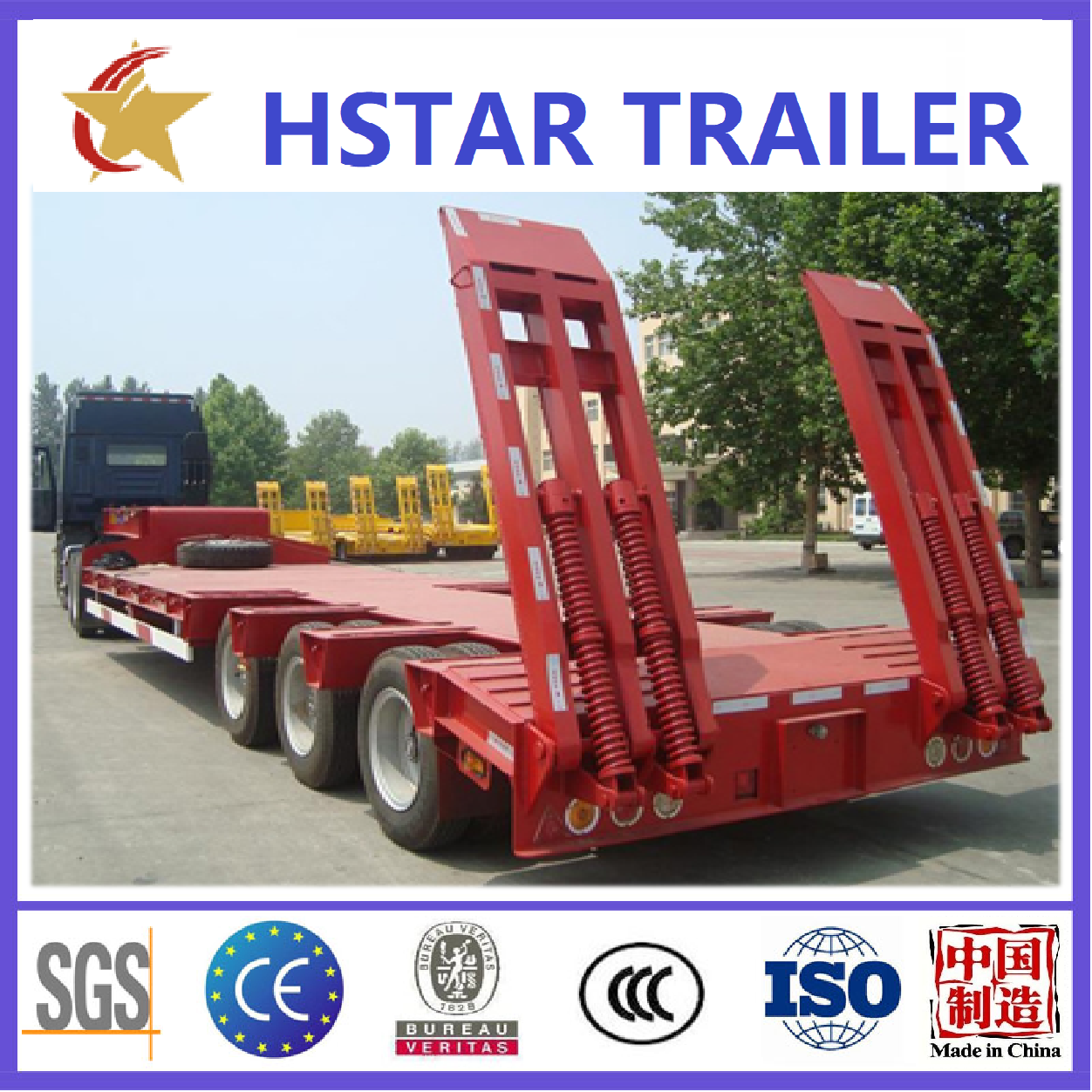 Hot sale 3 4 axles low bed trailer container gooseneck excavator for transport semi trailer 100Ton lowbed truck trailers