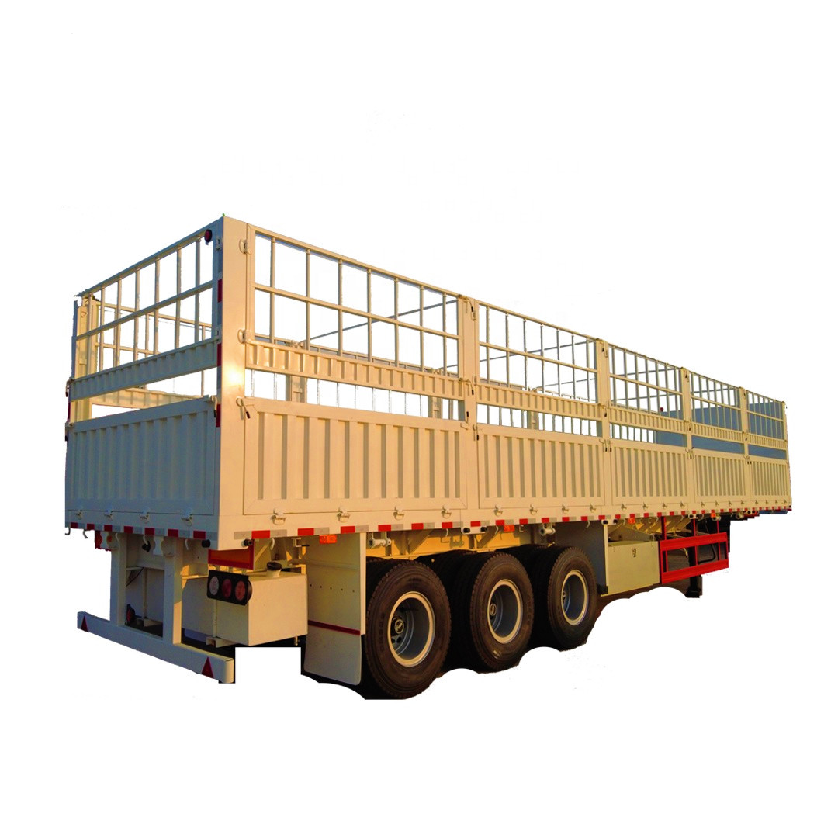 China Manufacture 3 Axles Capacity 50 Tons Shipping Cargo Animal Sugar Cane Transportation Stake Fence Semi Truck Trailer