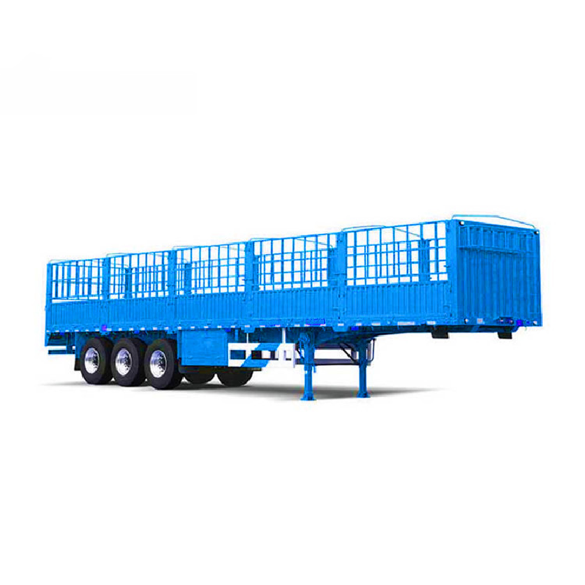 China Manufacture 3 Axles Capacity 50 Tons Shipping Cargo Animal Sugar Cane Transportation Stake Fence Semi Truck Trailer