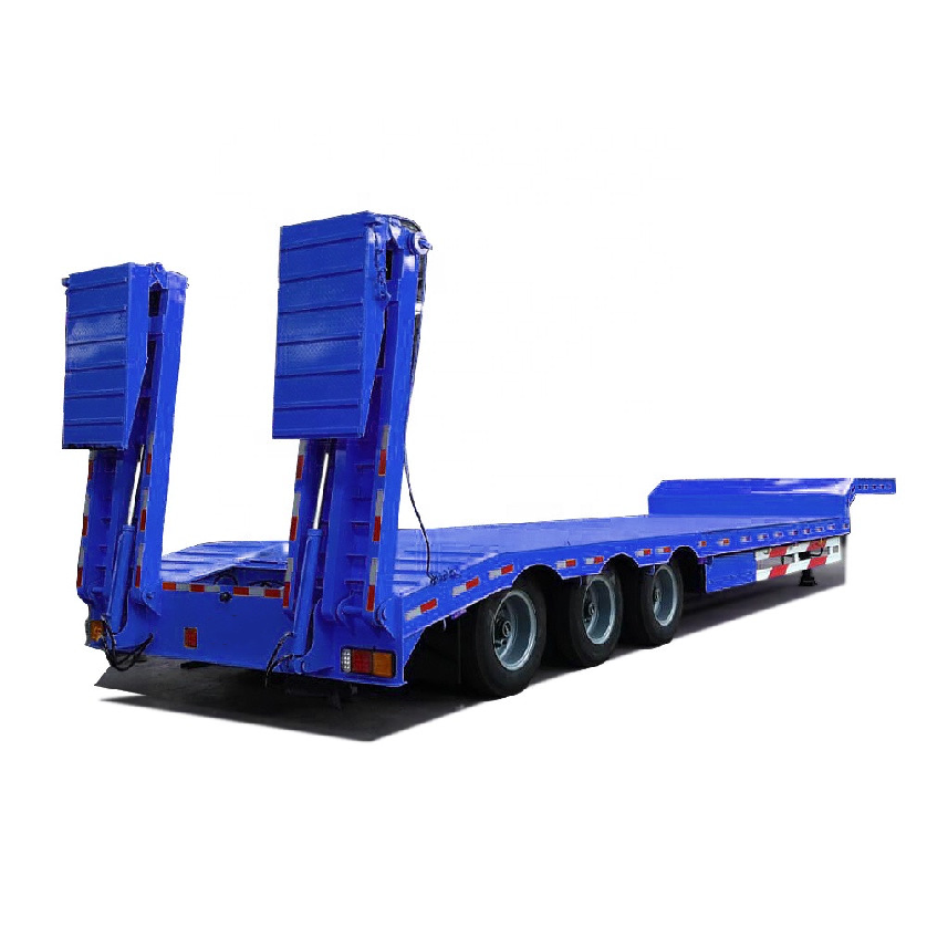 Cheap 3 axles 70ton lowbed trailer low loader semi trailer to transport heavy duty equipment lowboy trailer low flat semitrailer