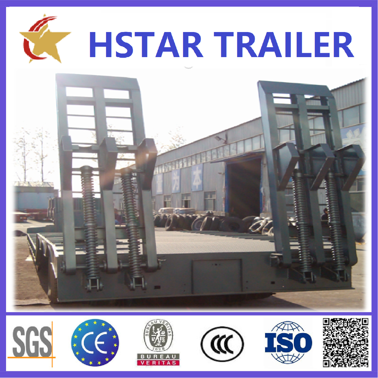 Hot sale 3 4 axles low bed trailer container gooseneck excavator for transport semi trailer 100Ton lowbed truck trailers