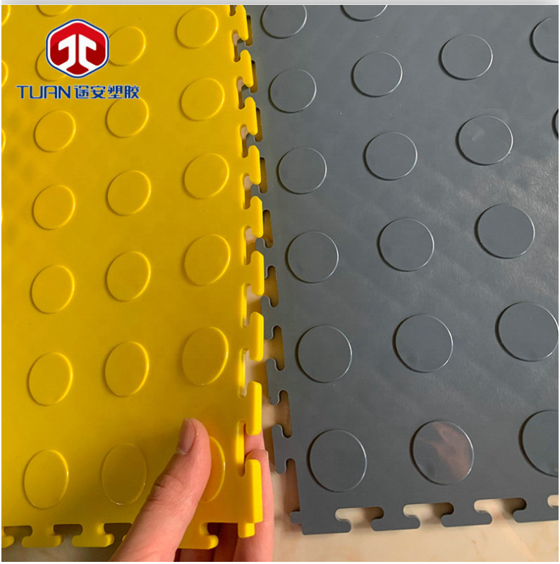 K High strength removable Vinyl Tiles Garage Floor PVC floor tiles for garage car repair Coin Pvc Flooring