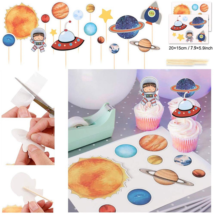 Hstyle Space Party Supplies Solar System Birthday Party Supplies Decoration for Boys Kids Astronaut Outer Space Birthday SET894