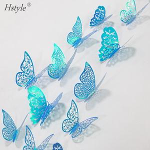 3D Creative  Blue Butterfly Removable Wall Stickers  Room Decor Butterfly Cake Decorations Home Kids Decor  12pcs/set  SD101