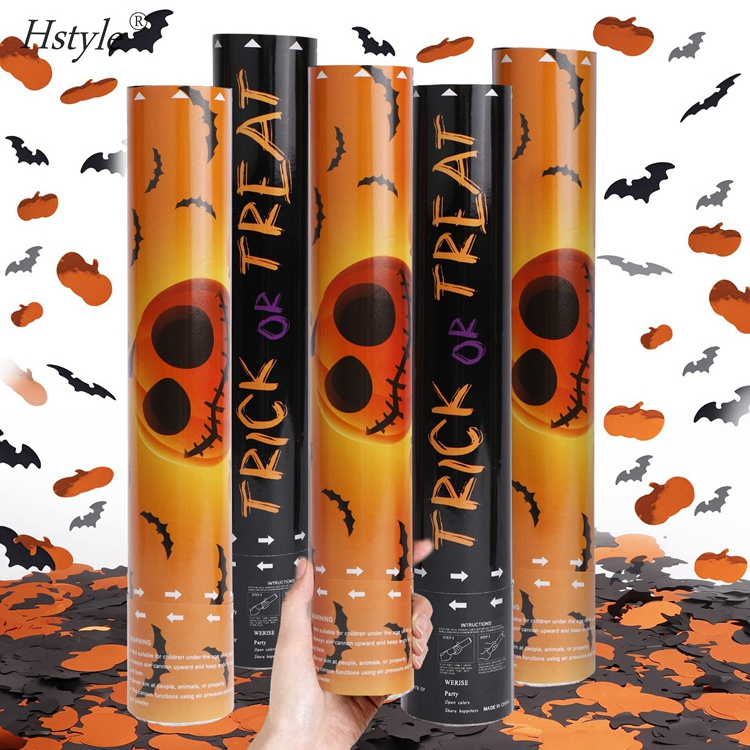 Halloween  Party Popper Confetti Cannon Orange and Black Tissue Paper Confetti Poppers for Trick or Treat Party Favor SD276