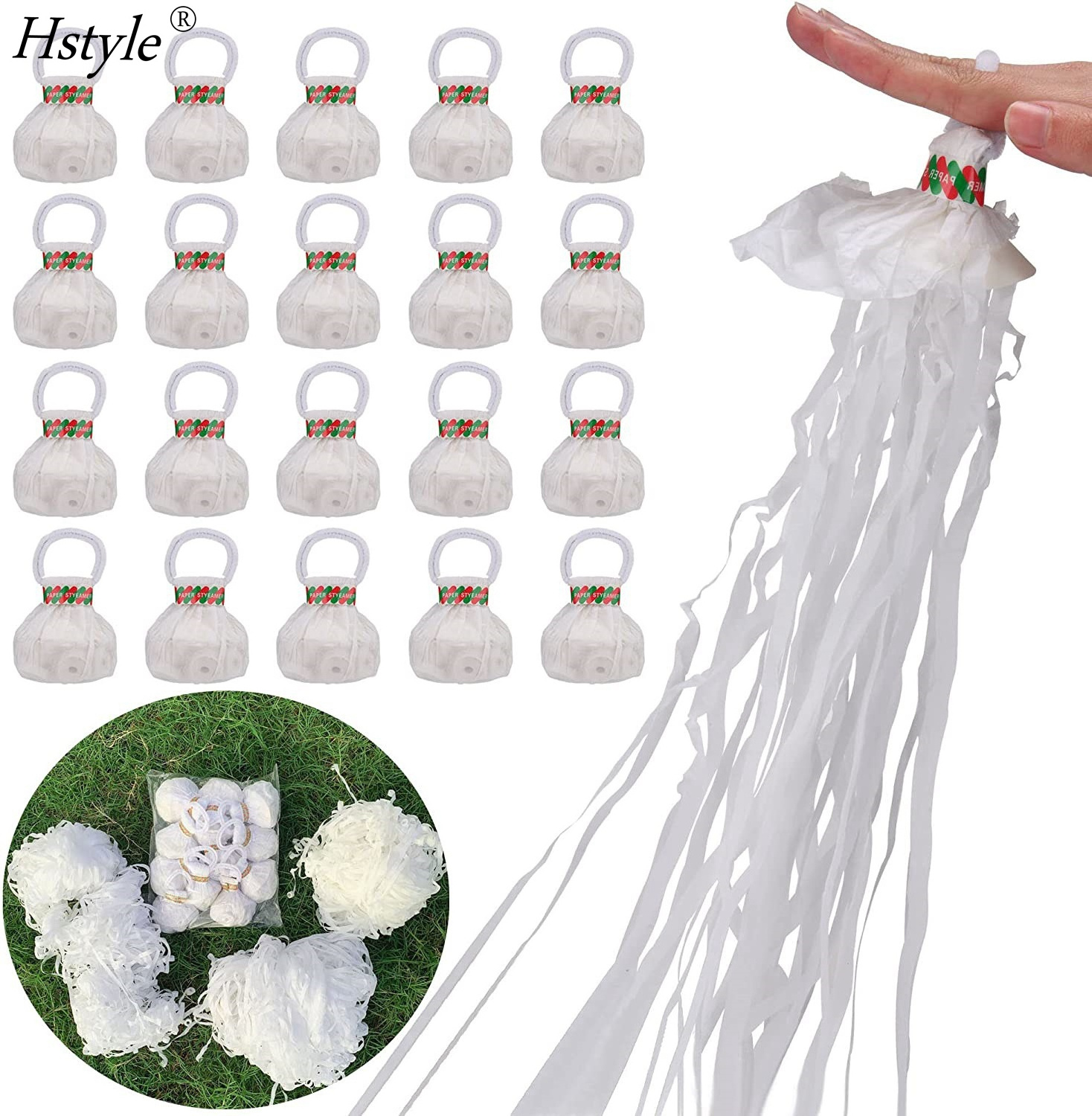 30 Ribbons Streamers Popper White Hand Throw Confetti Poppers No Mess Paper Crackers for Birthday Wedding Party SD2001