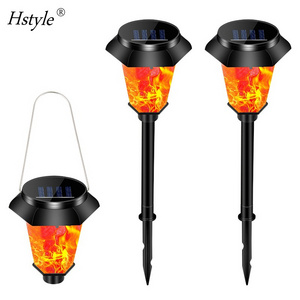 Flickering Flame Solar Pathway Flame Lights Solar Lights Outdoor Torch Waterproof LED Metal Landscape Lighting for Home HS1164