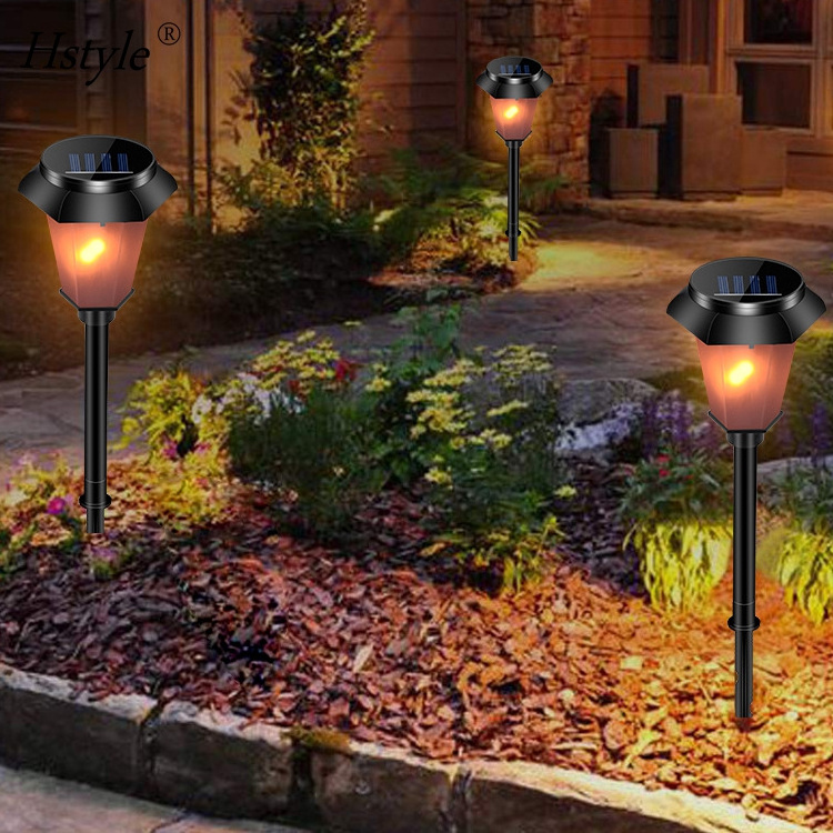 Flickering Flame Solar Pathway Flame Lights Solar Lights Outdoor Torch Waterproof LED Metal Landscape Lighting for Home HS1164