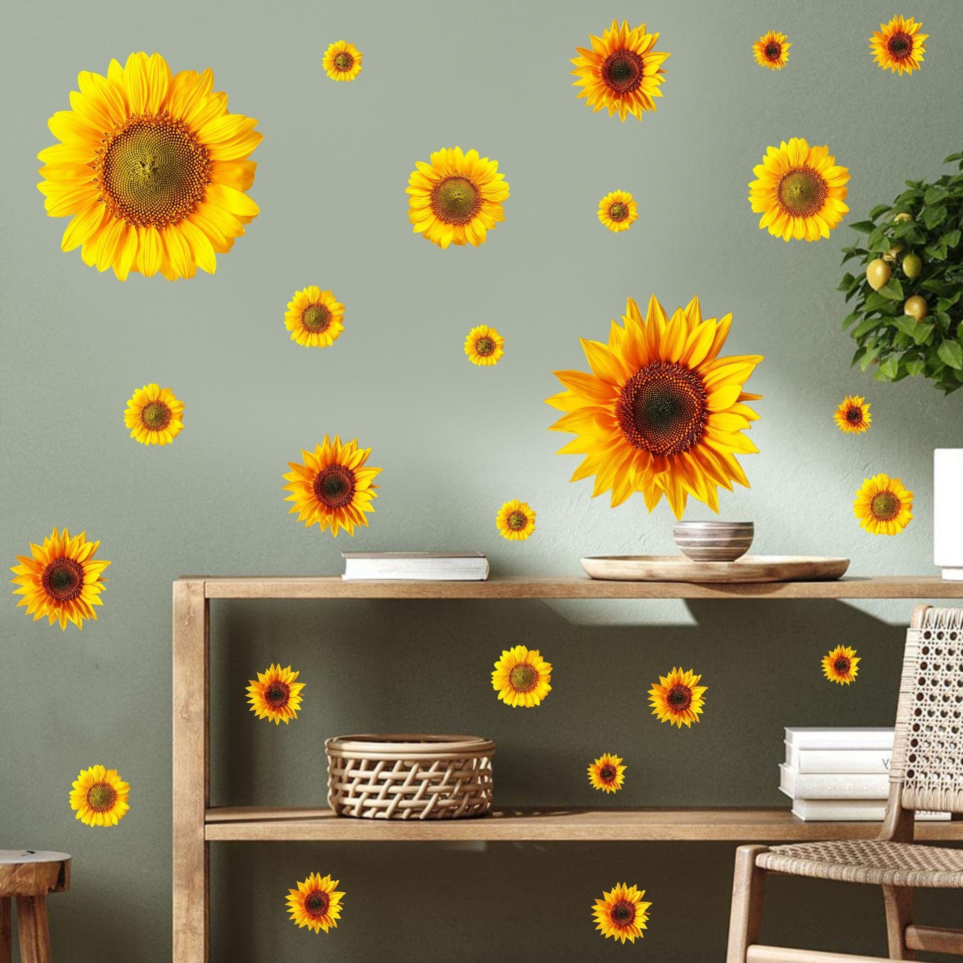 Hstyle Vinyl Sunflowers Wall Stickers Large Sunflower Wall Stickers Sunflower Daisy Decals Kitchen Bedroom Decoration