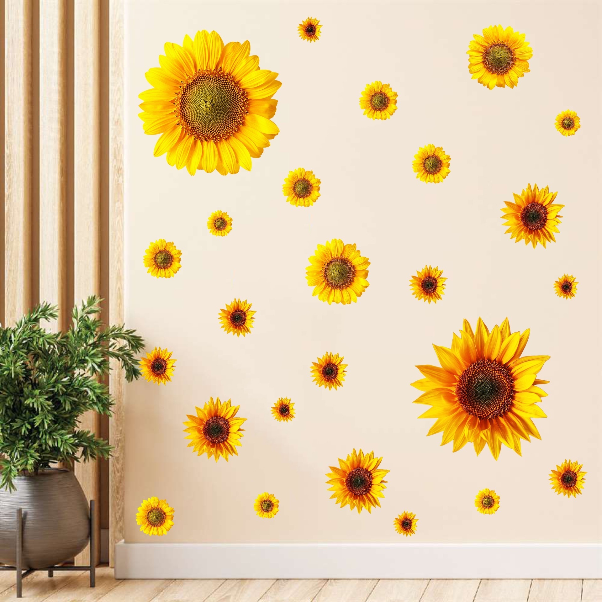 Hstyle Vinyl Sunflowers Wall Stickers Large Sunflower Wall Stickers Sunflower Daisy Decals Kitchen Bedroom Decoration