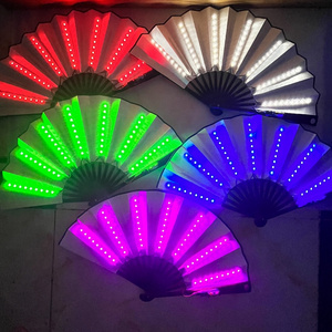 Hstyle Folding Led Fan Rave Fan with Led Hand Stage Performance Show Glowing Light Up Night Club Fluorescent Props Fan