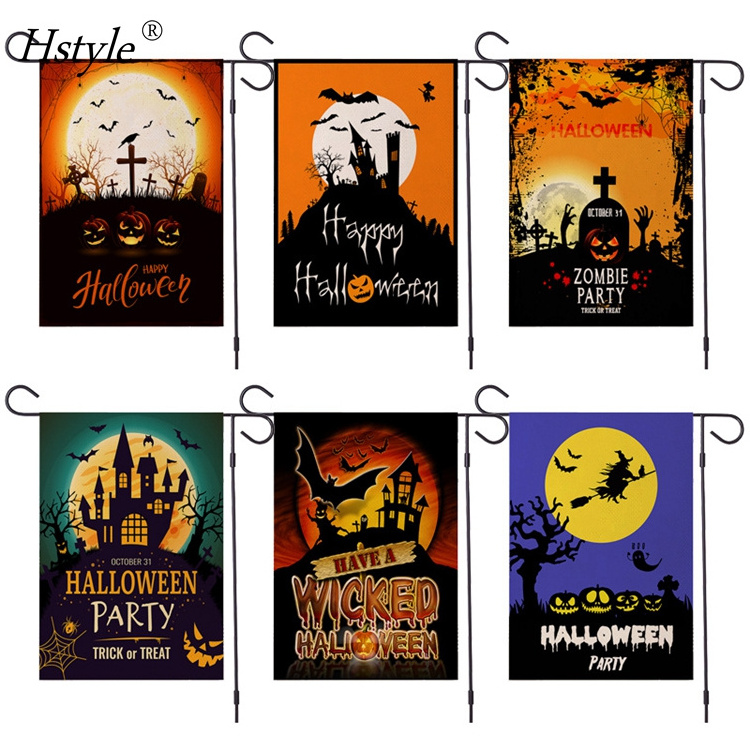 Halloween Garden Flags Double-Sided Plaid Gnome Ghost Pumpkin Fall House Flags Halloween Yard Outdoor Decorations HS1213