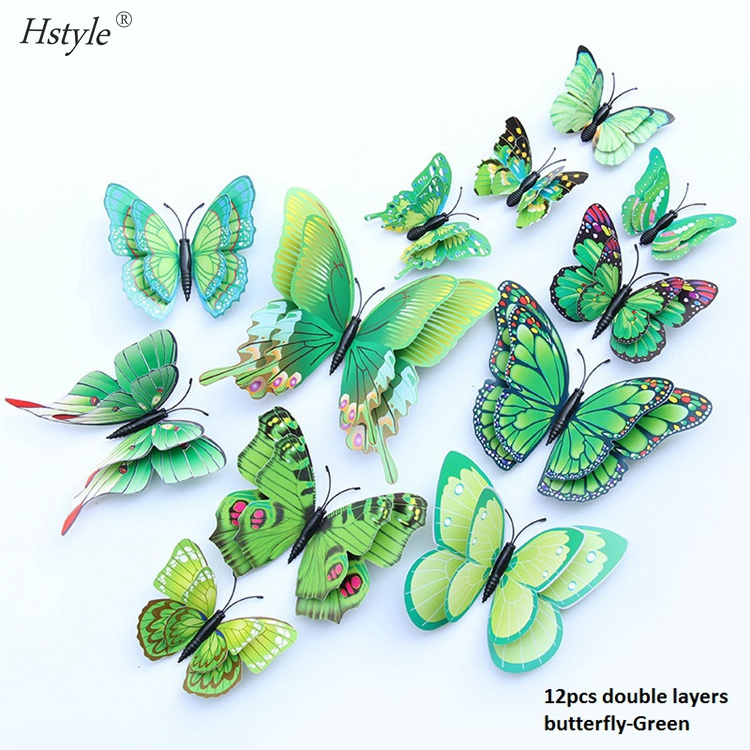 12Pcs Double Layer 3D Butterfly Wall Sticker on the Wall Home Decor Butterflies for Decoration Magnet Fridge Stickers  SD137