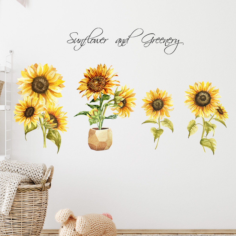 Hstyle Sunflower Peel and Stick Wall Decals Sunflower Decorations for Bedroom Kitchen Classroom Living Room Self-Adhesive