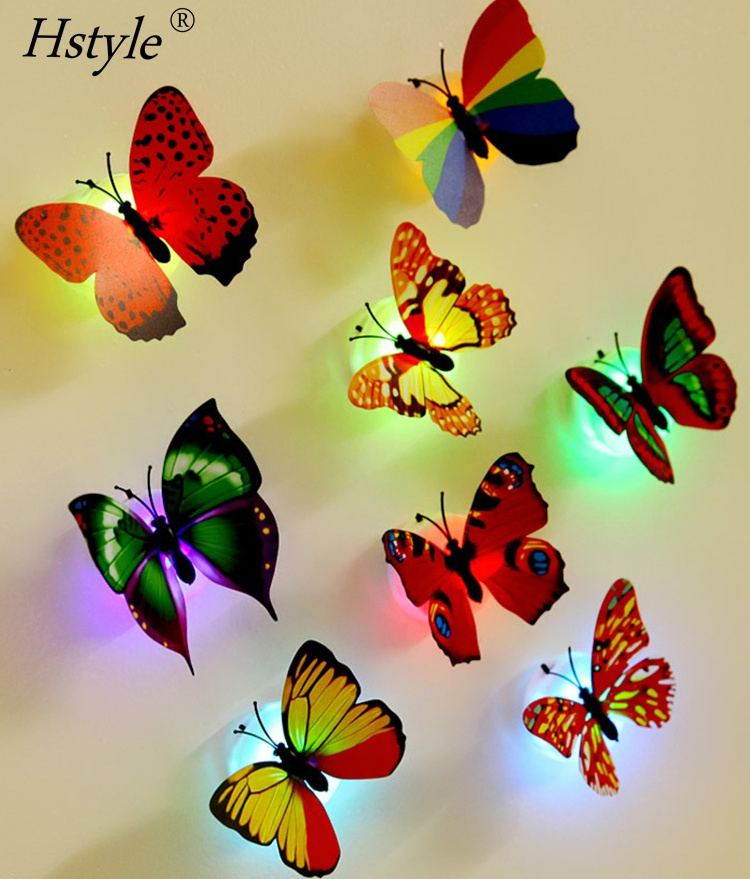 SL643 LED Butterfly Decoration Night Light 3D Butterfly Sticker Wall LED Butterfly Decoration Night Light Sticker Party Gifts