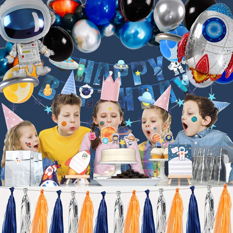 Hstyle Space Party Supplies Solar System Birthday Party Supplies Decoration for Boys Kids Astronaut Outer Space Birthday SET894