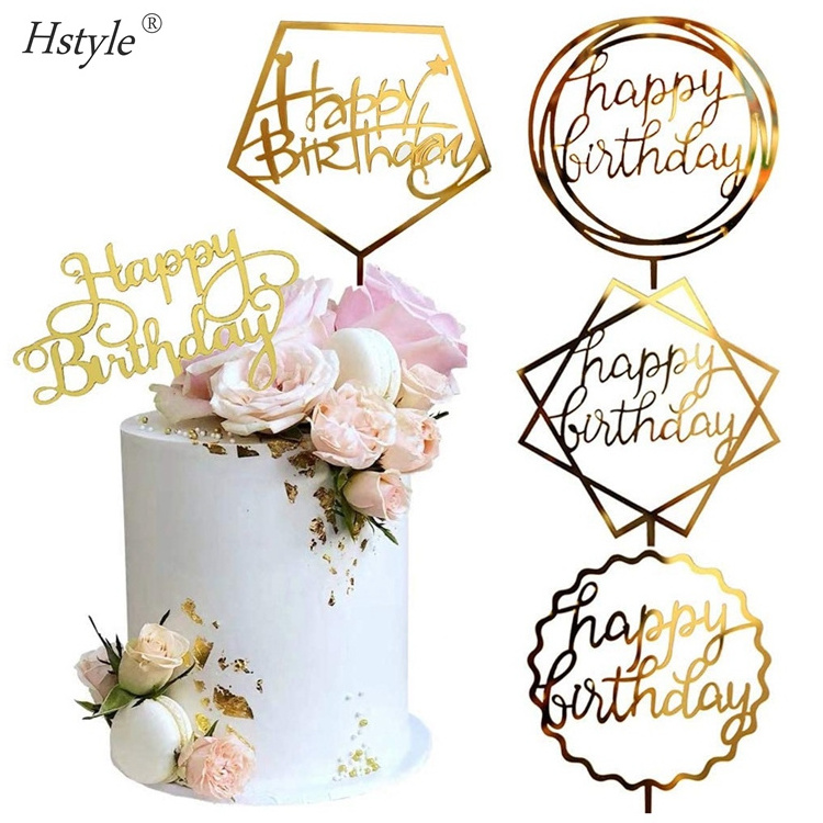 5PCS Double-Sided Acrylic Cake Toppers Cake Topper Picks Glitter Bling Dessert Toppers for Birthday Party Anniversary PQ331