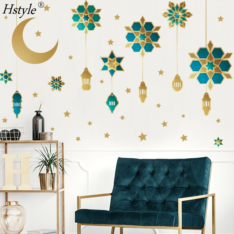 Moon Star Window Decal Ramadan Decorations Self-Adhesive Vinyl Decor for Muslim Eid Mubarak Wall Home Decor Stickers XJ0577