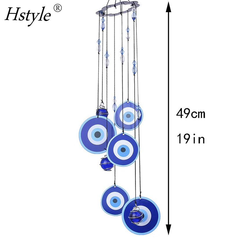 Blue Evil Eye Hanging Decoration Ornament Metal Wind Chimes for Home Garden Decoration SD1793