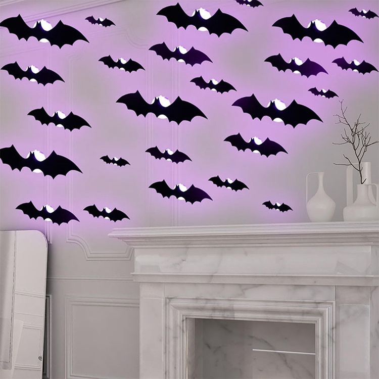 Hstyle Halloween Bats Party Scary Bat Murals DIY Home Window Decoration Removable Bat Stickers for Halloween Wall Decoration