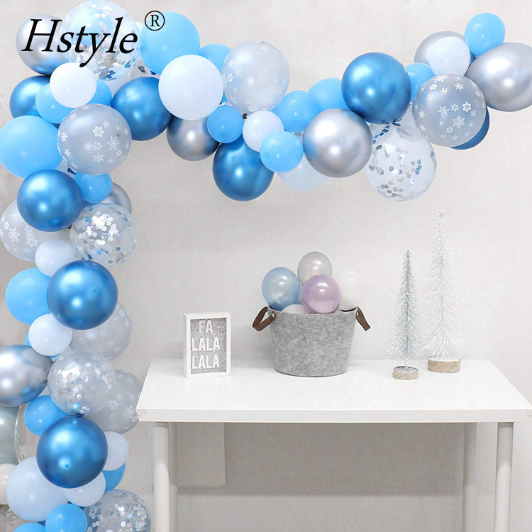 106Pack Snowflake Balloon Garland Arch Kit Winter Wonderland Party Decorations for Boy 1st Birthday Baby Its Cold Outside Party