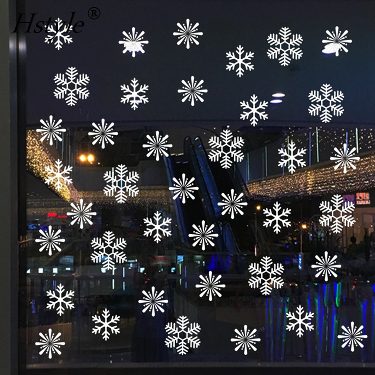 38pcs Christmas Snowflake Window Decal Stickers - Xmas Holiday White Winter Christmas Window Decorations Ornaments Party SD955