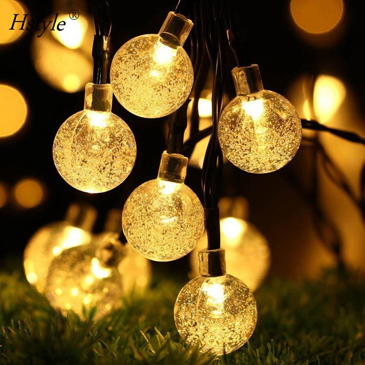 20/30/50 LED Crystal Ball Lights Outdoor String Lights 8 Modes Waterproof Solar Patio Lights for Patio Garden Yard Decor HS1156