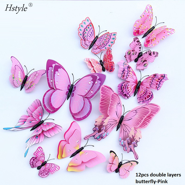 12Pcs Double Layer 3D Butterfly Wall Sticker on the Wall Home Decor Butterflies for Decoration Magnet Fridge Stickers  SD137