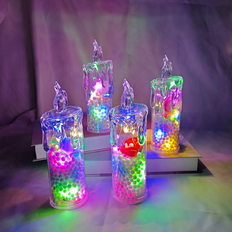 Hstyle Glass Battery Operated LED Color Changing Columnar Flameless Candles Real Wax Candles Flickering Light Party Decor