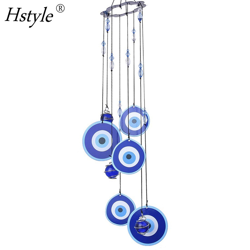 Blue Evil Eye Hanging Decoration Ornament Metal Wind Chimes for Home Garden Decoration SD1793