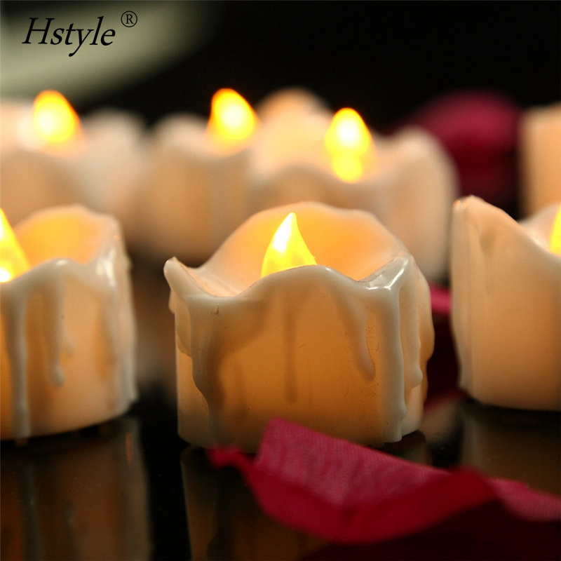 Amber LED Candles, Flameless Tea Lights - 12pcs/box SNL094 Stick 2 * CR2032 Button Cell Battery, Which Can Be Replaced 1 Color