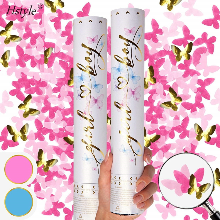 Gender Reveal Confetti Cannon Boy Or Girl Confetti Launcher Butterfly Biodegradable Gender Reveal Bulk Confetti Cannons SD280