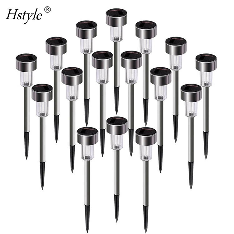 Solar Lights Outdoor Stainless Steel/Plastic Waterproof Outdoor Solar Garden Lights for Pathway Walkway Driveway Decor HS1154