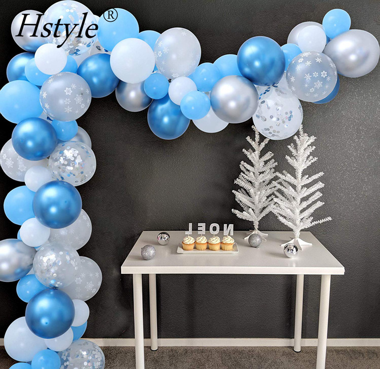 106Pack Snowflake Balloon Garland Arch Kit Winter Wonderland Party Decorations for Boy 1st Birthday Baby Its Cold Outside Party